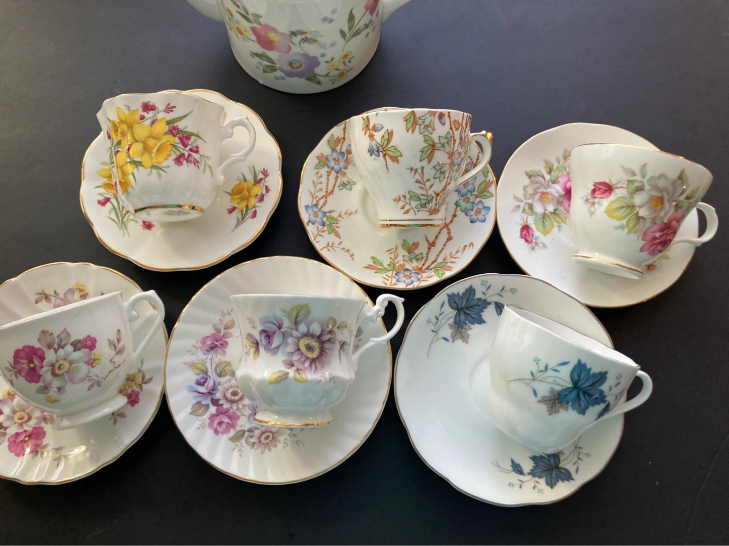 Vintage Tea Cup and Saucer Set with Teapot - photo 2
