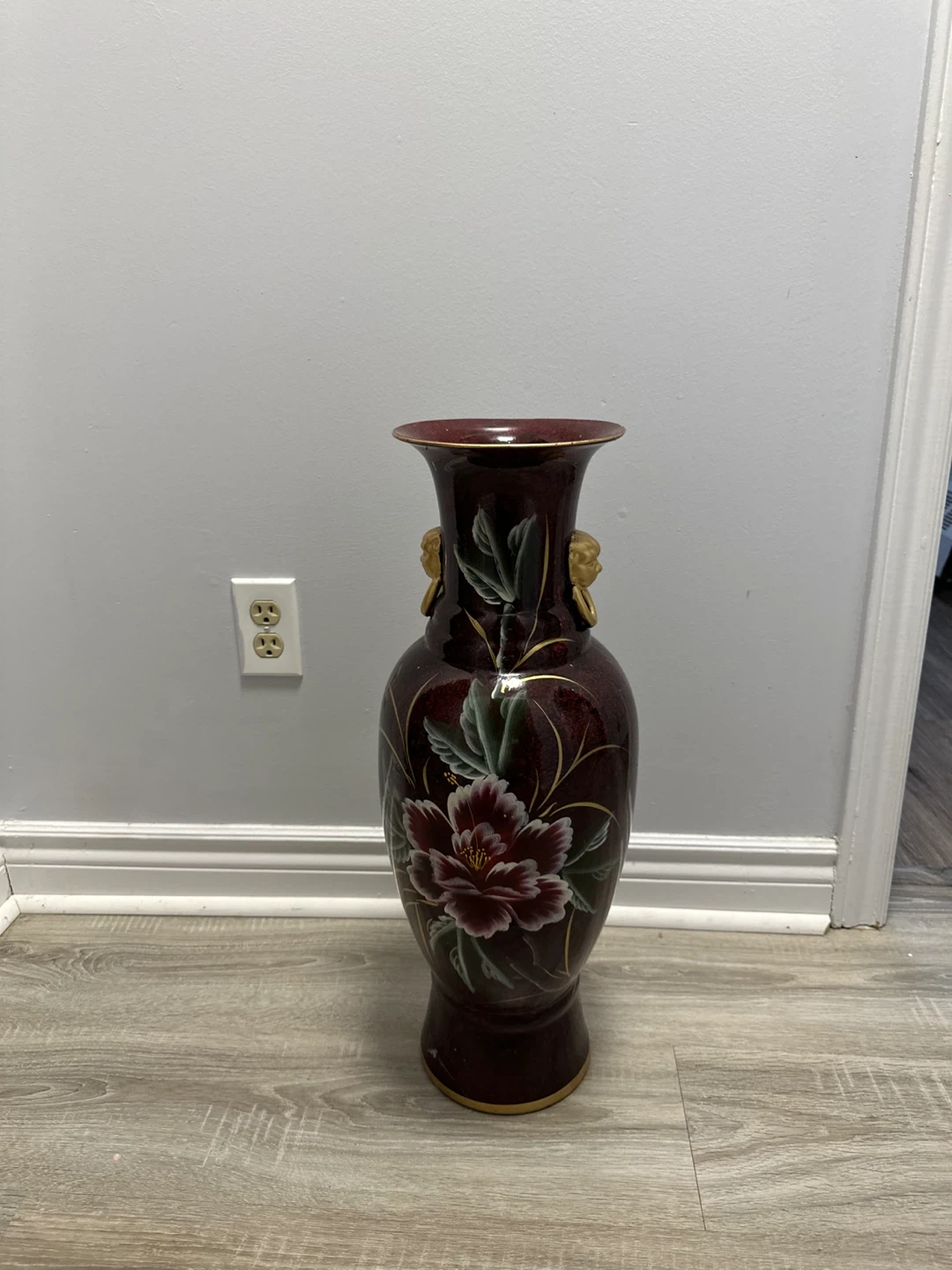 Large Decorative Vase with Floral Design