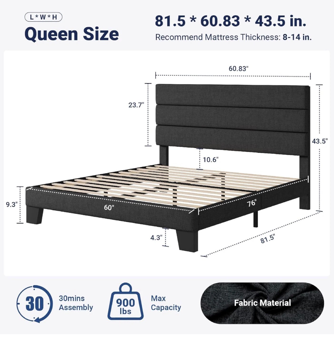 Queen Bed Frame & Memory Foam Mattress - photo 4