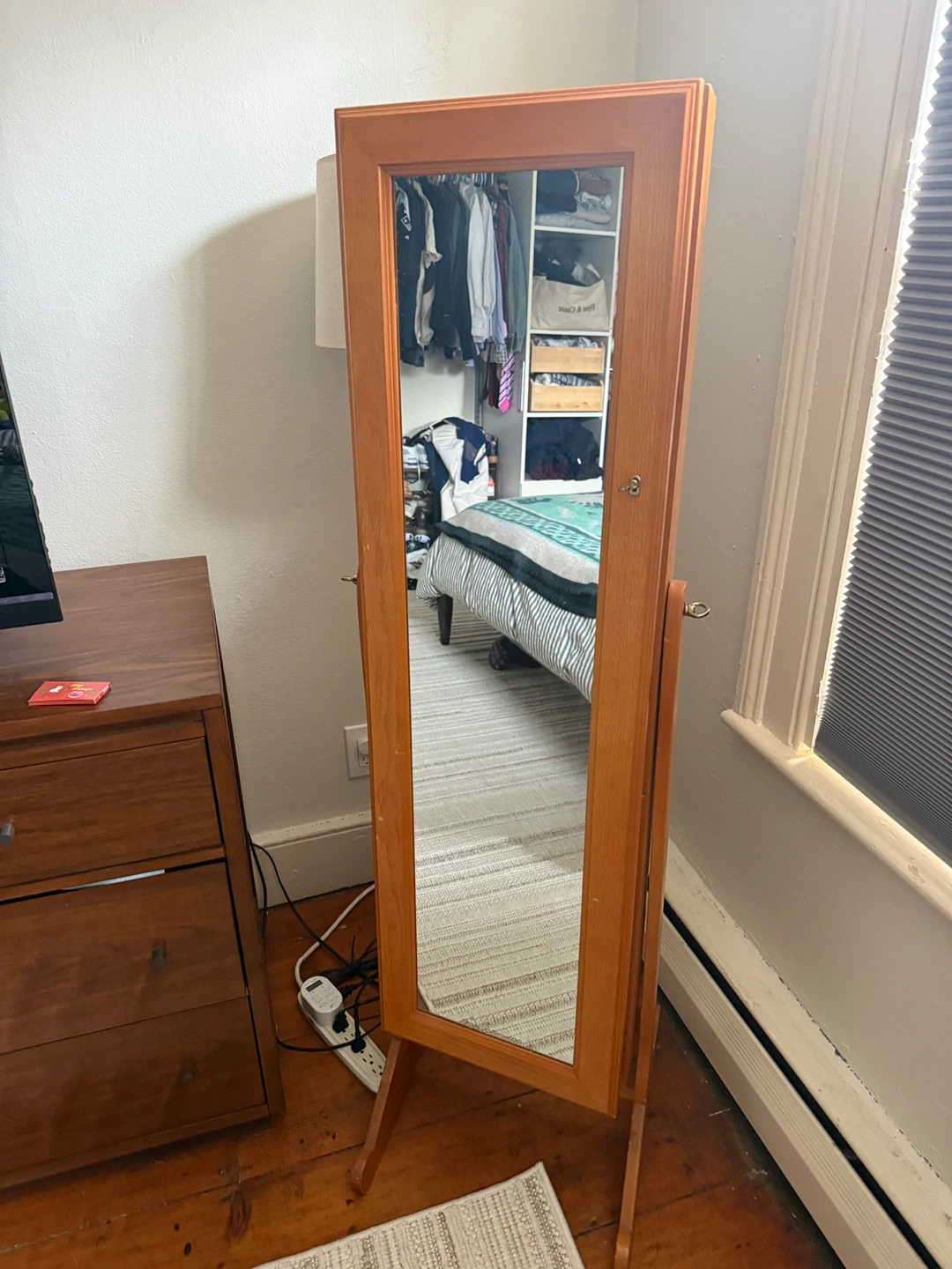 Wooden Full Length Jewelry Armoire Mirror
