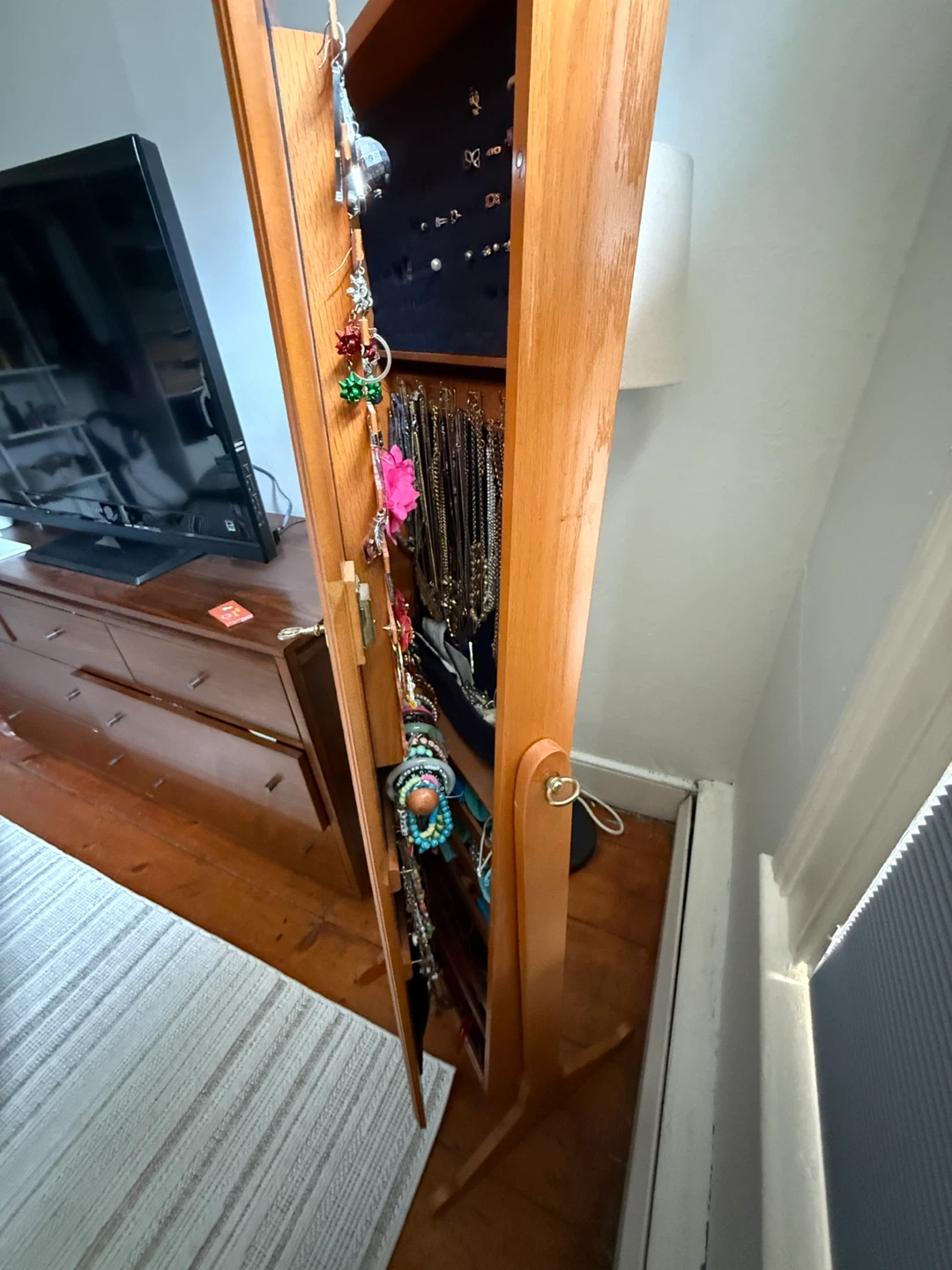Wooden Full Length Jewelry Armoire Mirror - photo 3