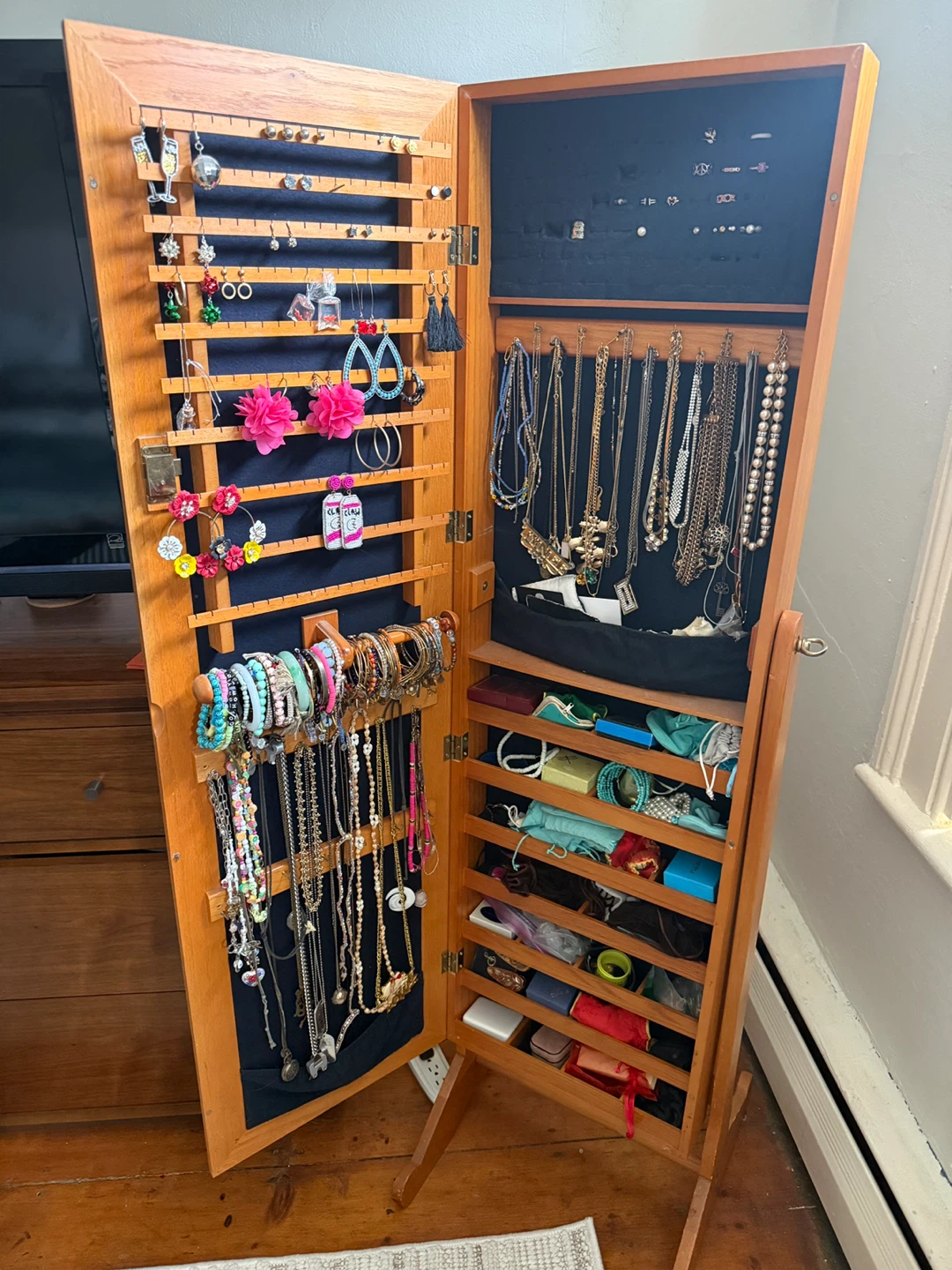 Wooden Full Length Jewelry Armoire Mirror - photo 2