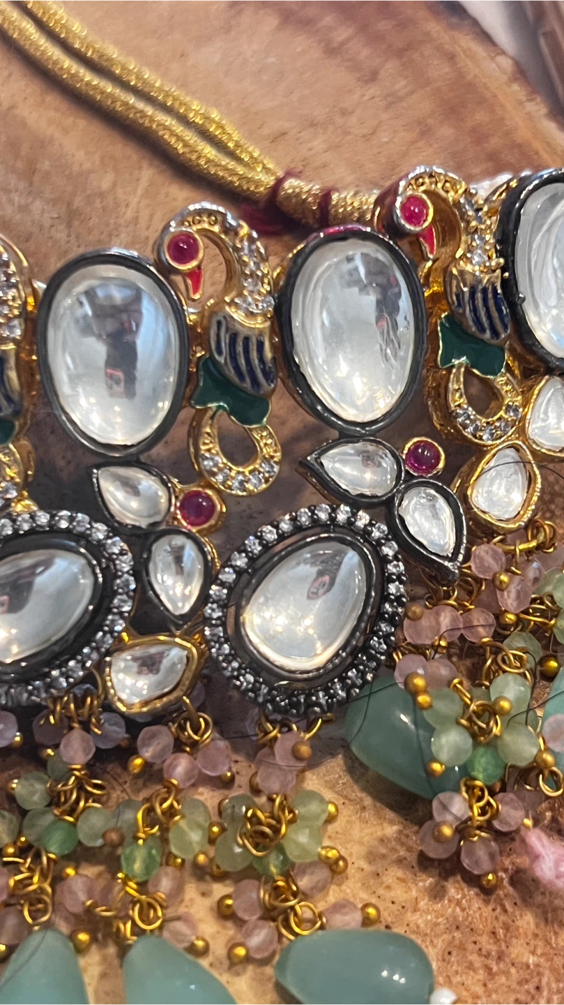 Cabochon and real stone and quartz Necklace - photo 4