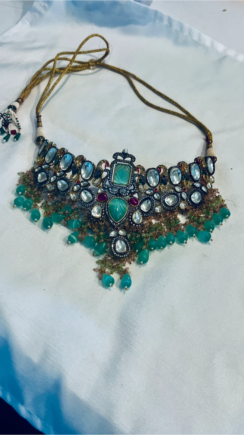 Cabochon and real stone and quartz Necklace - photo 2