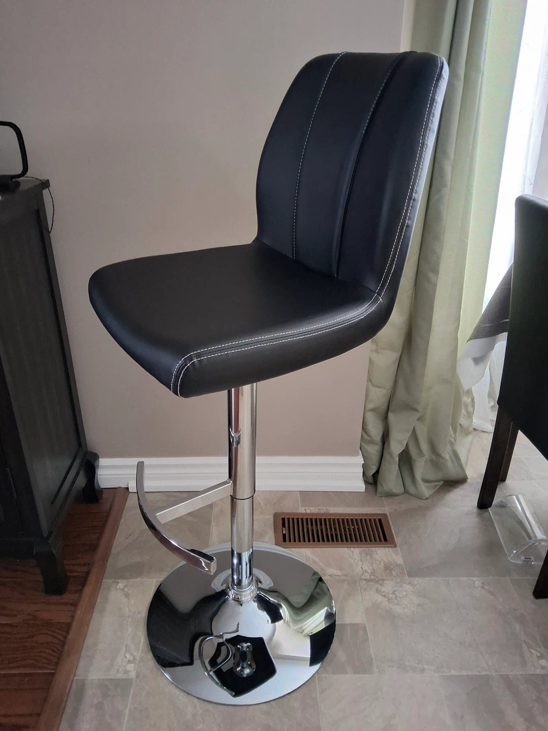 2 Black Bar Stools with Chrome Base
