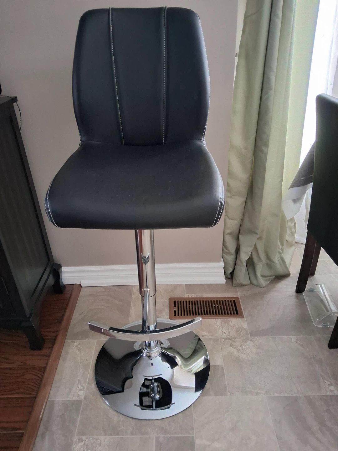 2 Black Bar Stools with Chrome Base - photo 2