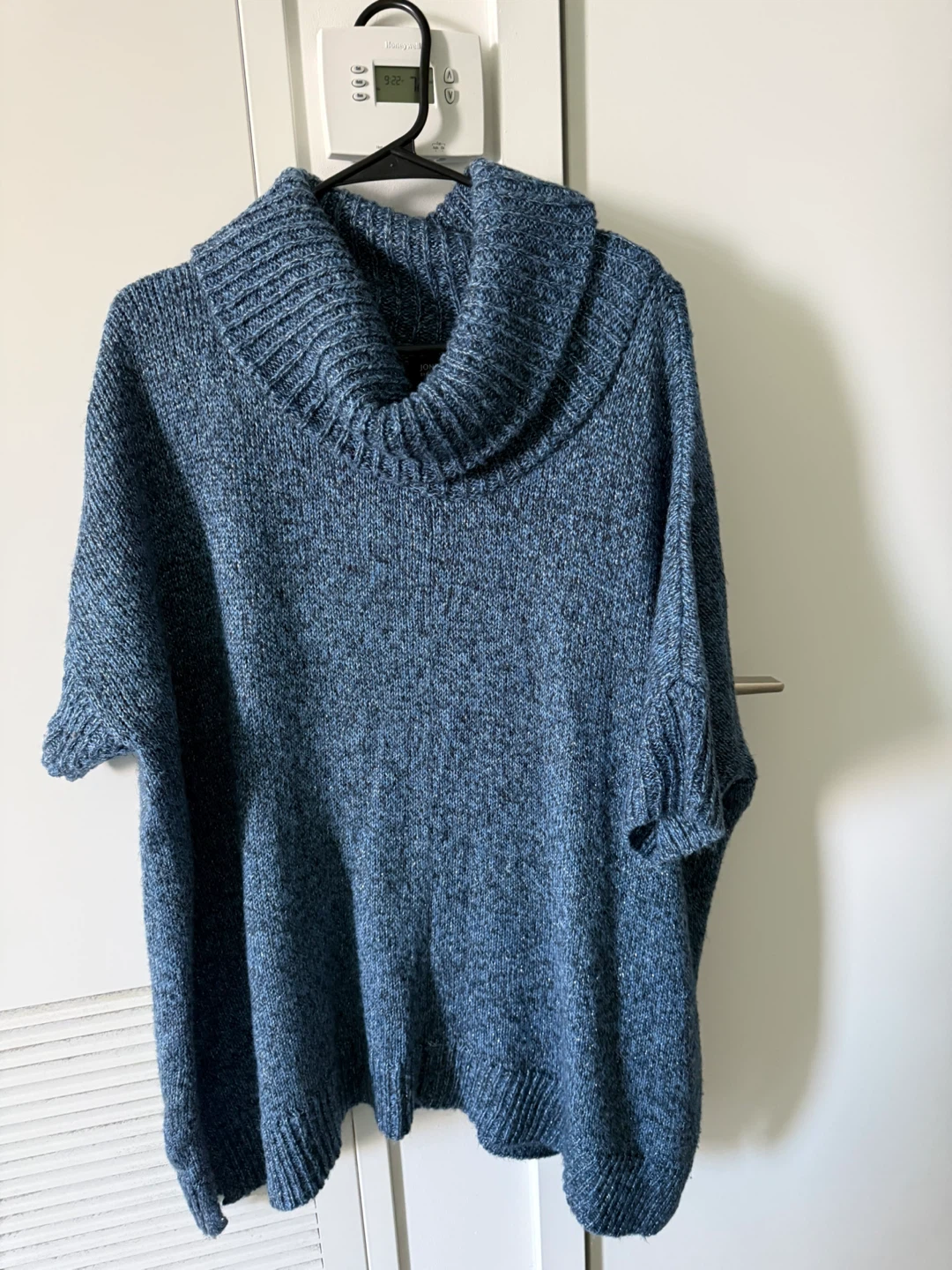 Blue Marled Cowl Neck Tunic Sweater