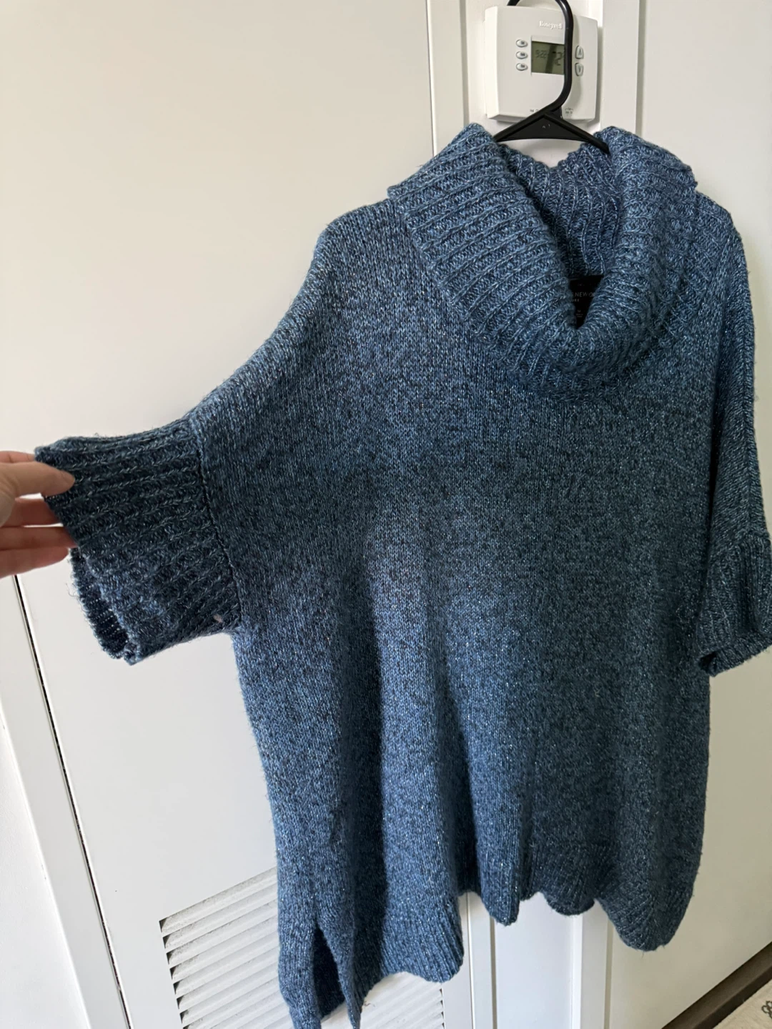 Blue Marled Cowl Neck Tunic Sweater - photo 2