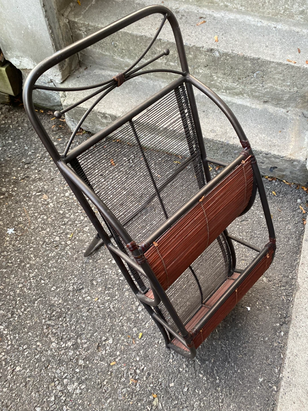 Metal and Bamboo Magazine Rack