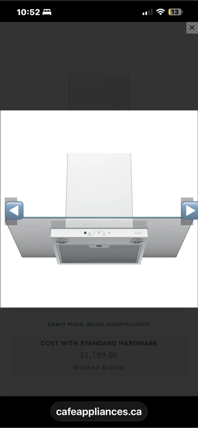 NEW GE CAFE 36” White Wall Mount Range Hood – Never Used - photo 2
