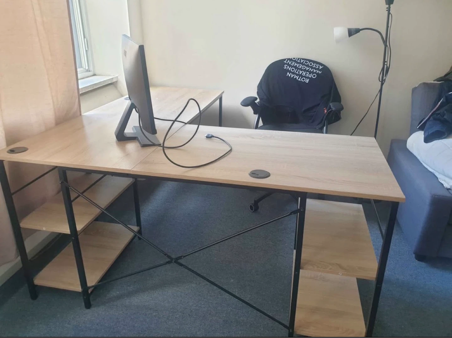 Maple and Black L-Shaped Desk - photo 3