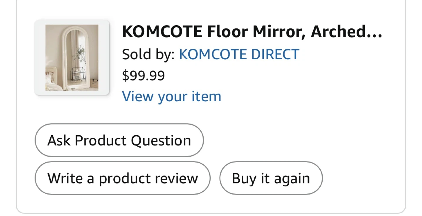 Arched Full Length Floor Mirror (24”x 63”) - photo 3