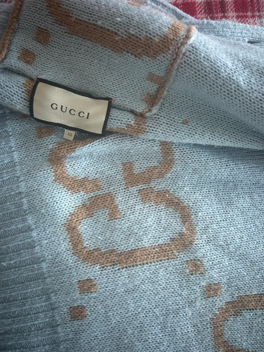 Gucci Cardigan XS Light Blue Tan Monogram - photo 2