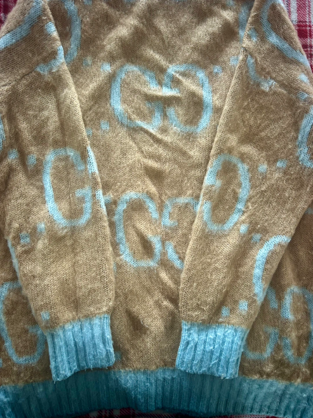 Gucci Cardigan XS Light Blue Tan Monogram - photo 4