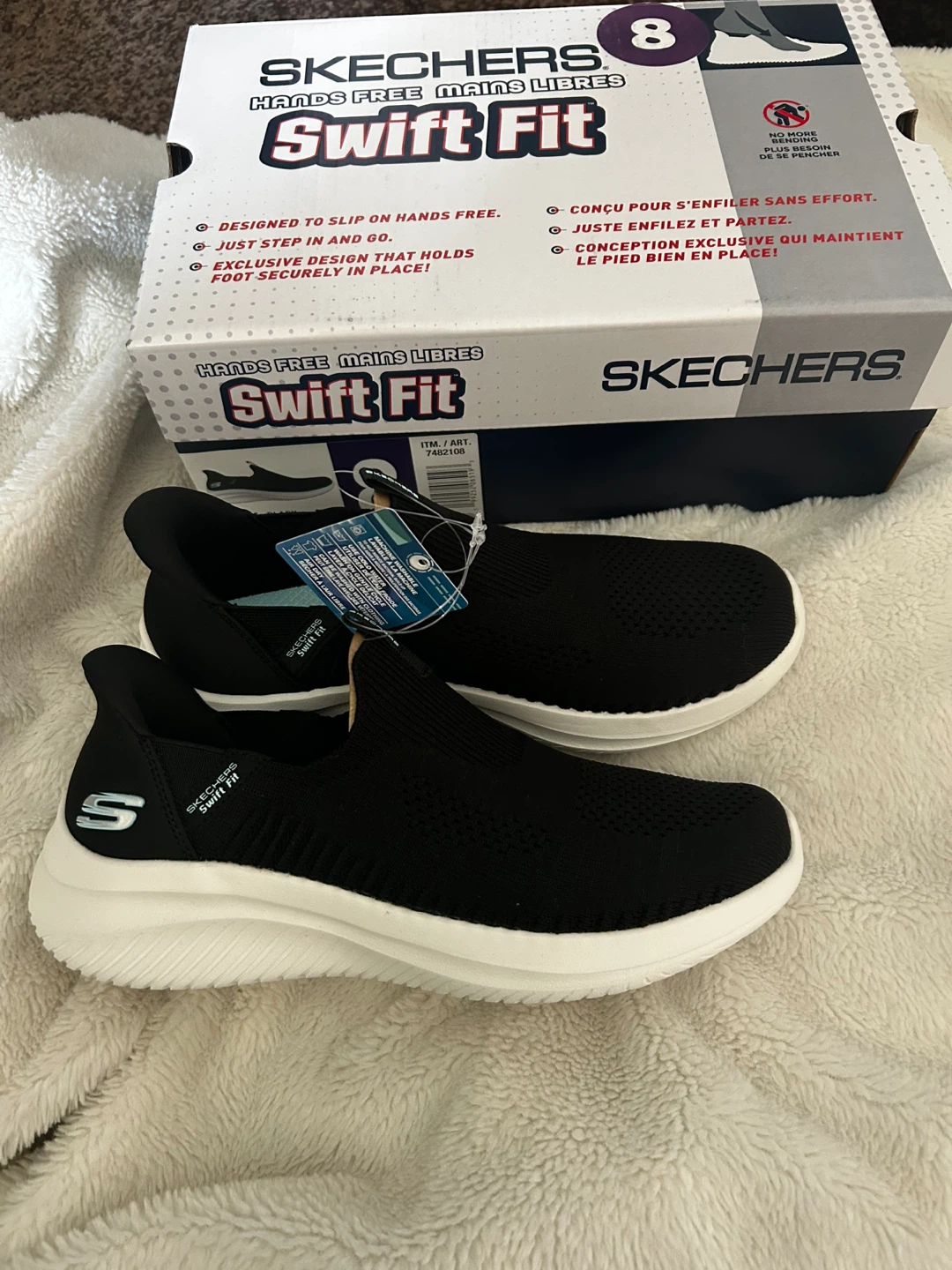 Skechers Swift Fit Women's Slip-On Shoes Black Size 8