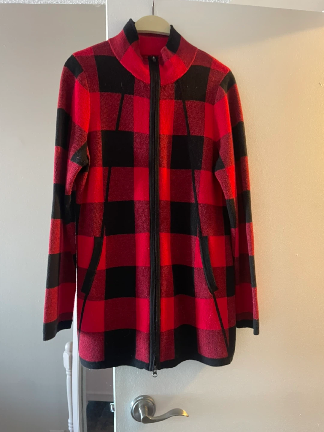 Adrienne Vittadini Zip-Up Plaid sweater Jacket - photo 3
