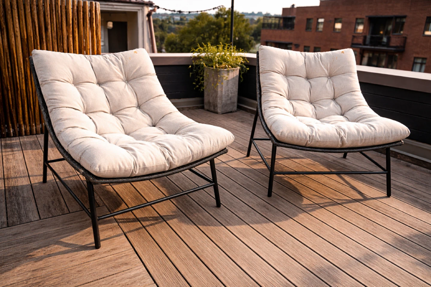 Two Oversized Outdoor Papasan Lounge Chairs