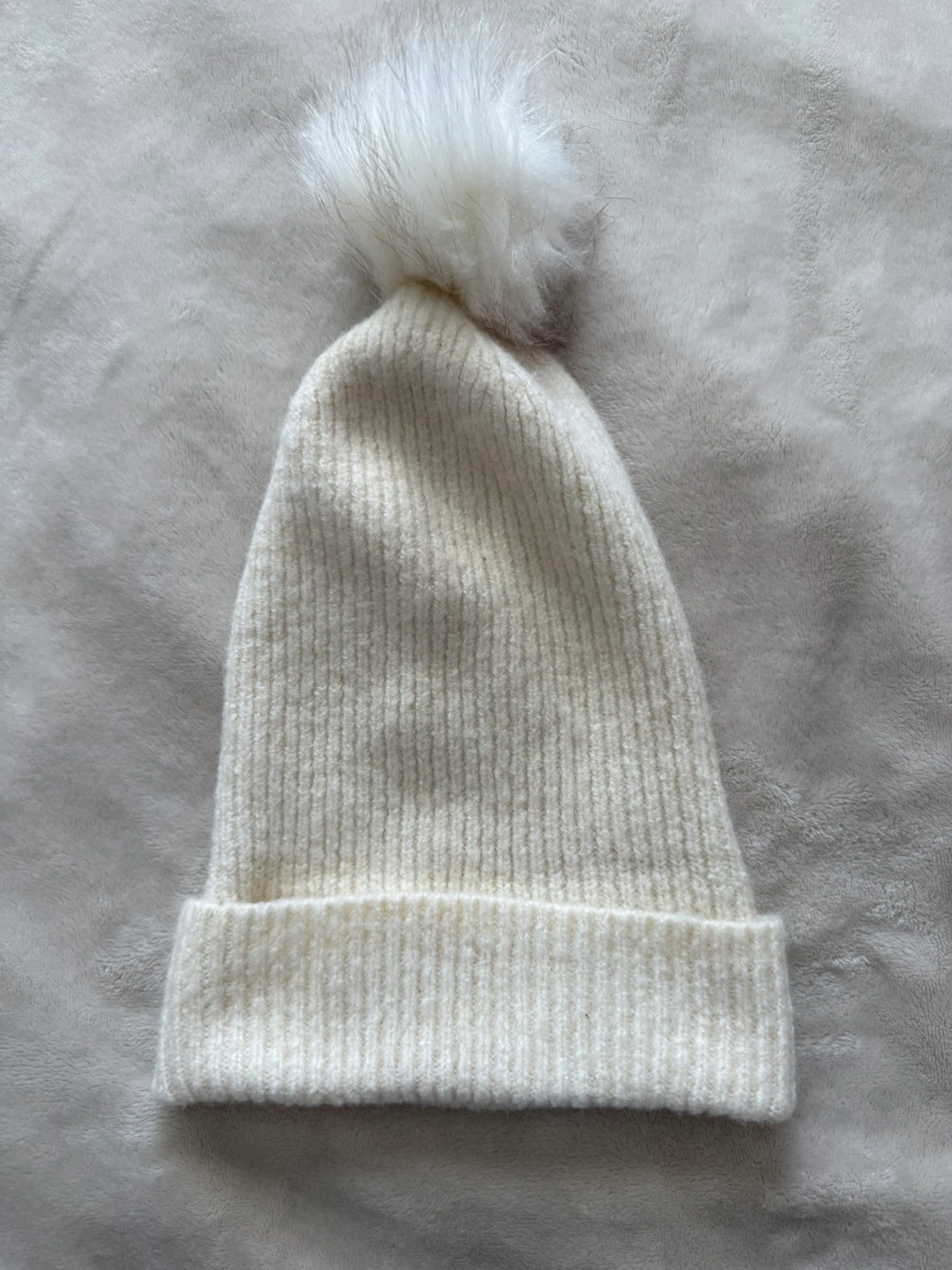 Garage Cream Ribbed Pom Pom Beanie