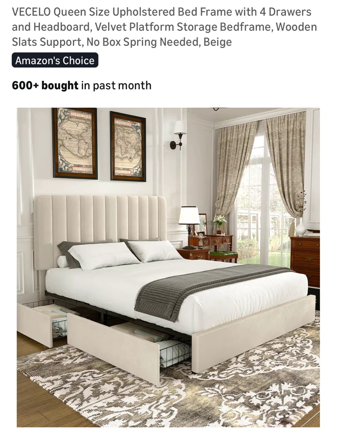 Queen Bed Frame with Storage Drawers - photo 2