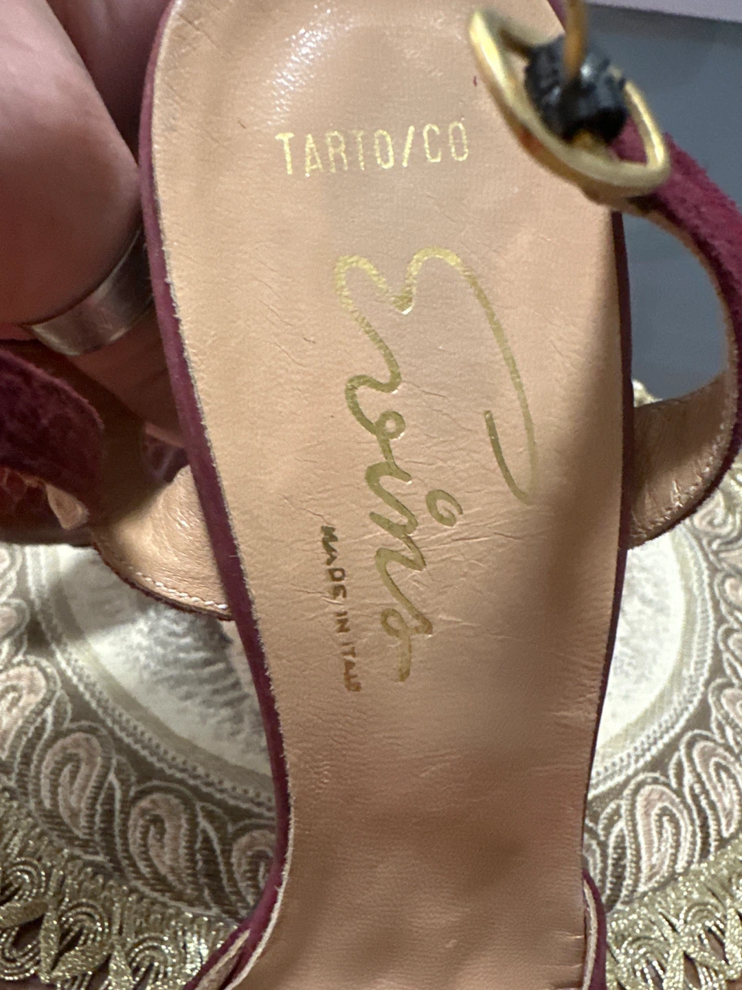 Tarto/Co Slingback Heels Size 9M Burgundy Suede Snake Print - photo 4