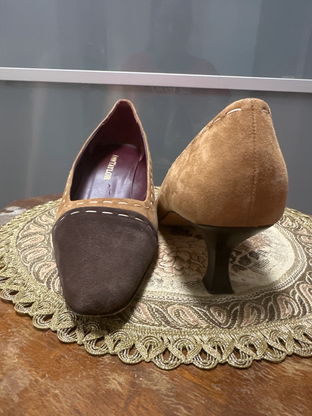 Ann Taylor Suede Colorblock Heeled Pumps - Size 9.5 - photo 2