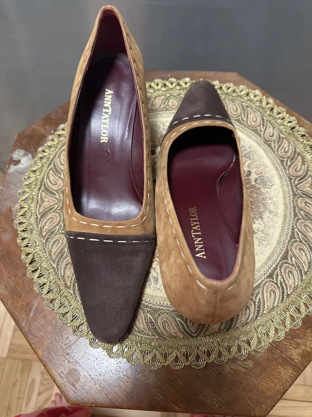 Ann Taylor Suede Colorblock Heeled Pumps - Size 9.5