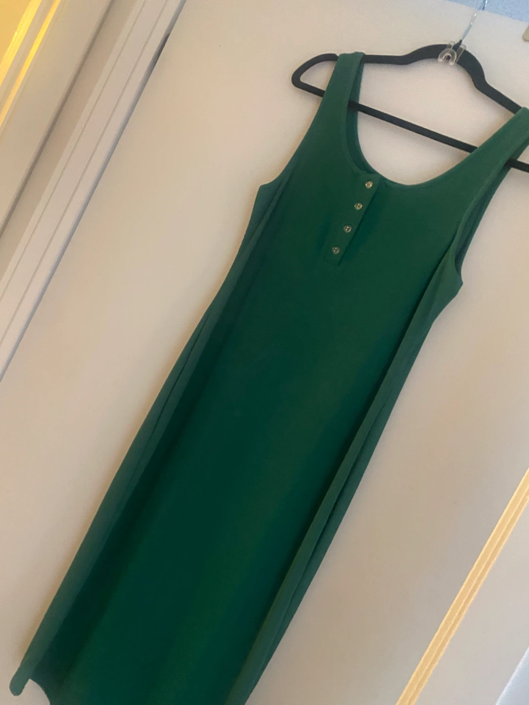 Green Ribbed Henley Tank Dress