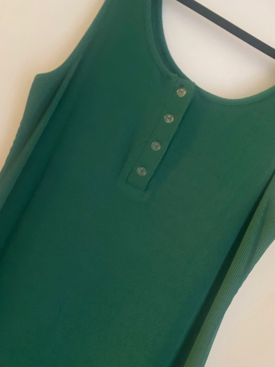 Green Ribbed Henley Tank Dress - photo 3