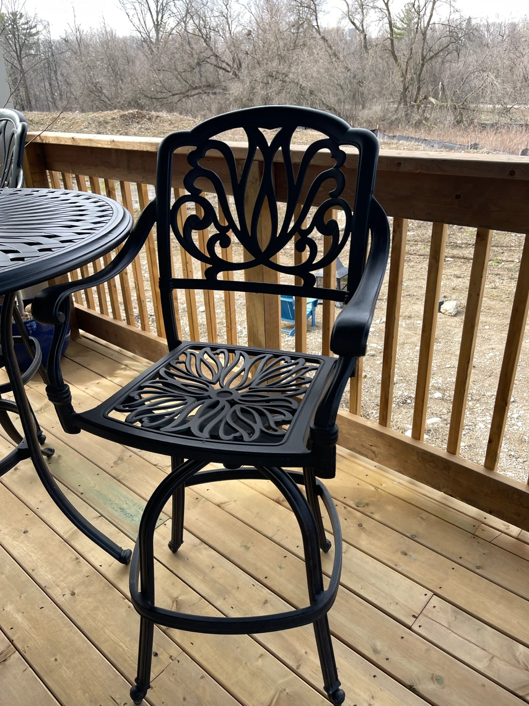 Black Metal Outdoor Bar Set with Round Table and 4 Stools - photo 3