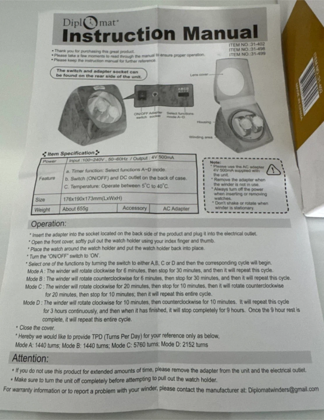 New Diplomat Watch Winder for Automatic Watches - photo 5