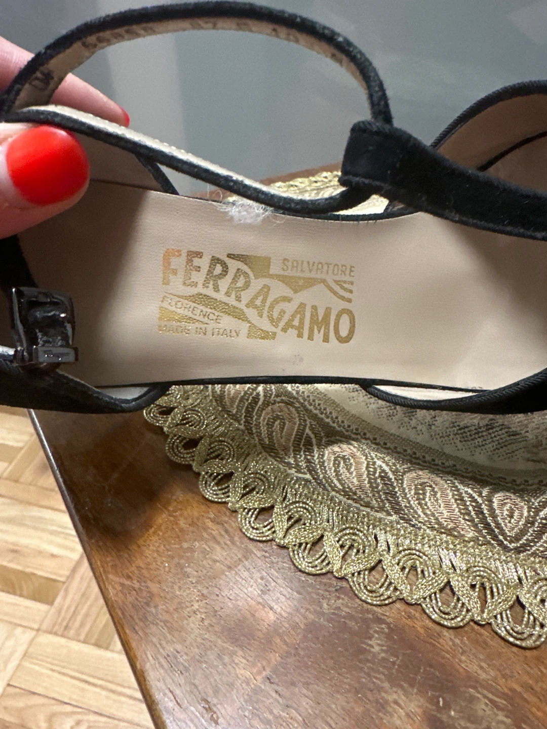 Salvatore Ferragamo Black Suede T-Strap Heels - photo 5