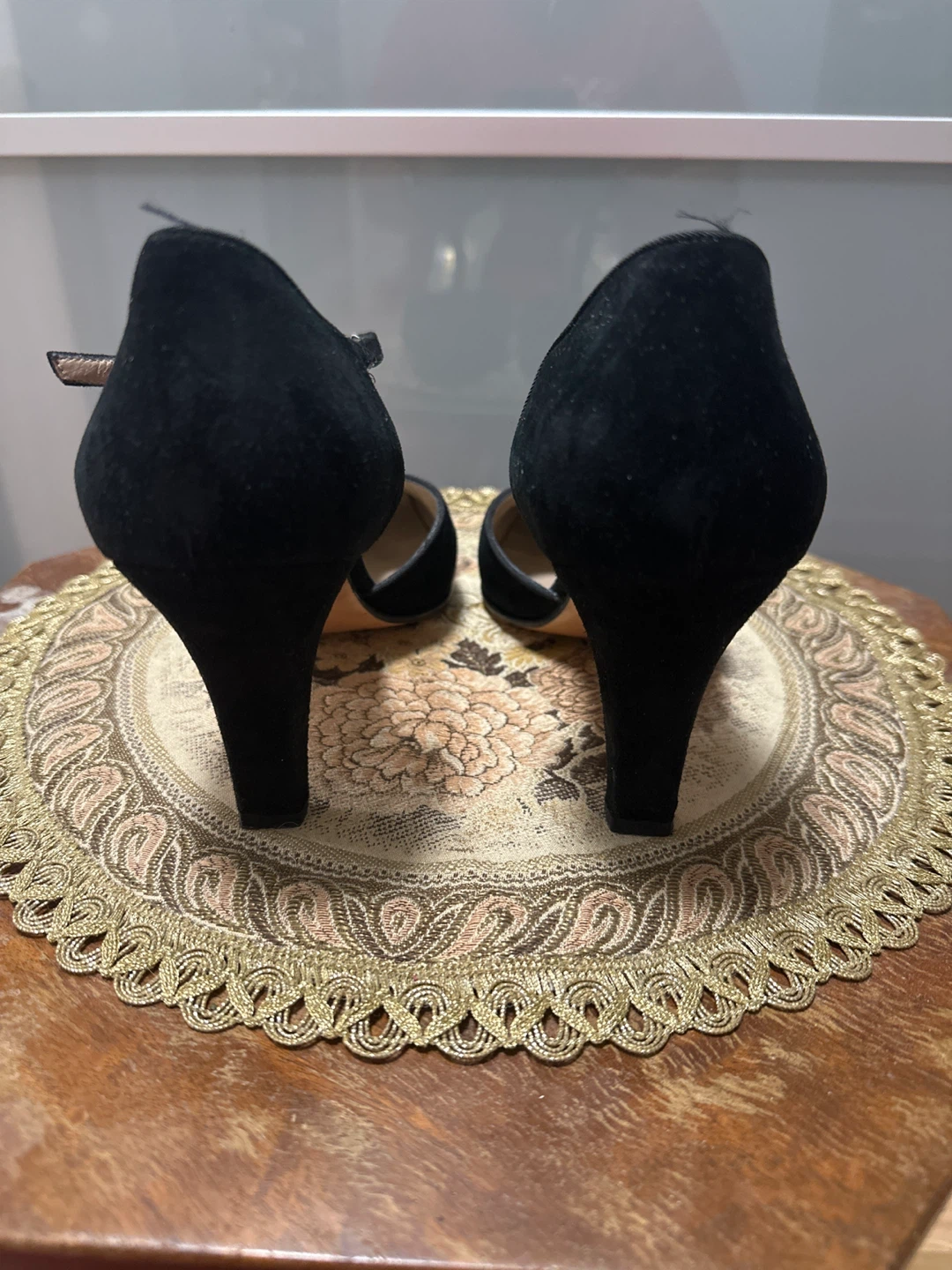 Salvatore Ferragamo Black Suede T-Strap Heels - photo 3
