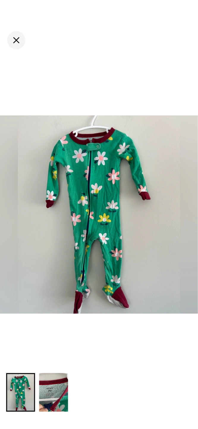Carter's Baby Pajamas 24m Green Floral Footed Sleepers