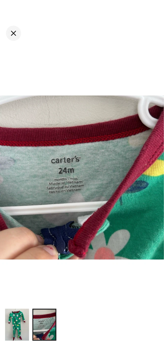 Carter's Baby Pajamas 24m Green Floral Footed Sleepers - photo 2