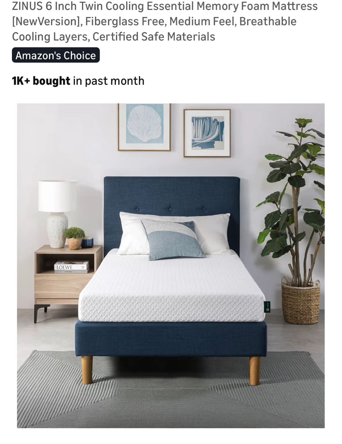 Like New! Zinus 6 Inch Twin Foam Mattress - photo 3