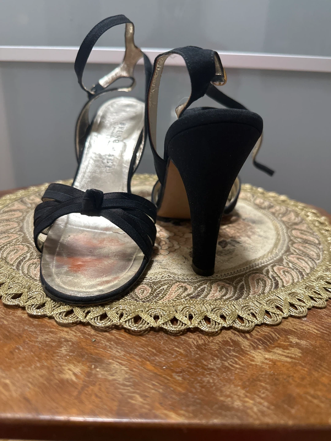Bruno Magli Black Suede Ankle Strap Heels Size 39