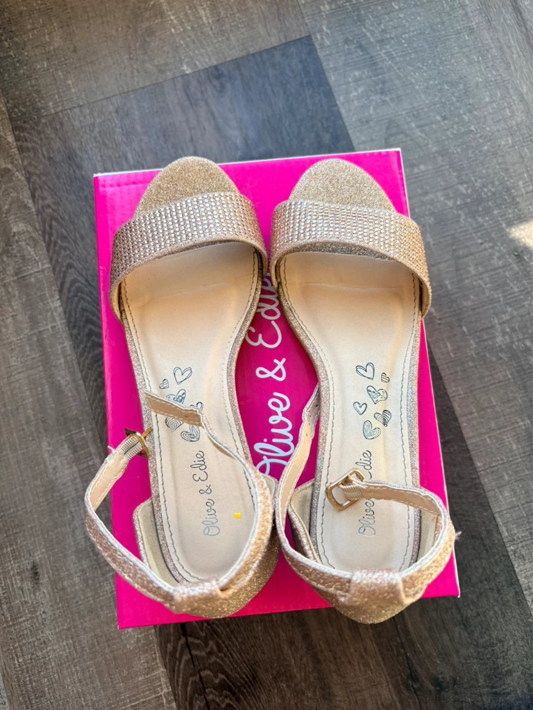 Olive & Edie Rose Gold Glitter Heels - Kids Size 3