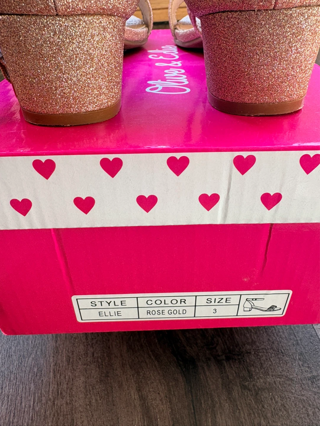Olive & Edie Rose Gold Glitter Heels - Kids Size 3 - photo 5