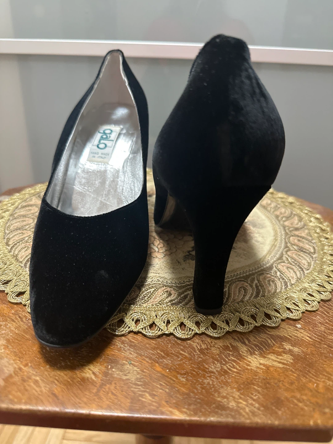 Galo Black Velvet Heels Size 40.5