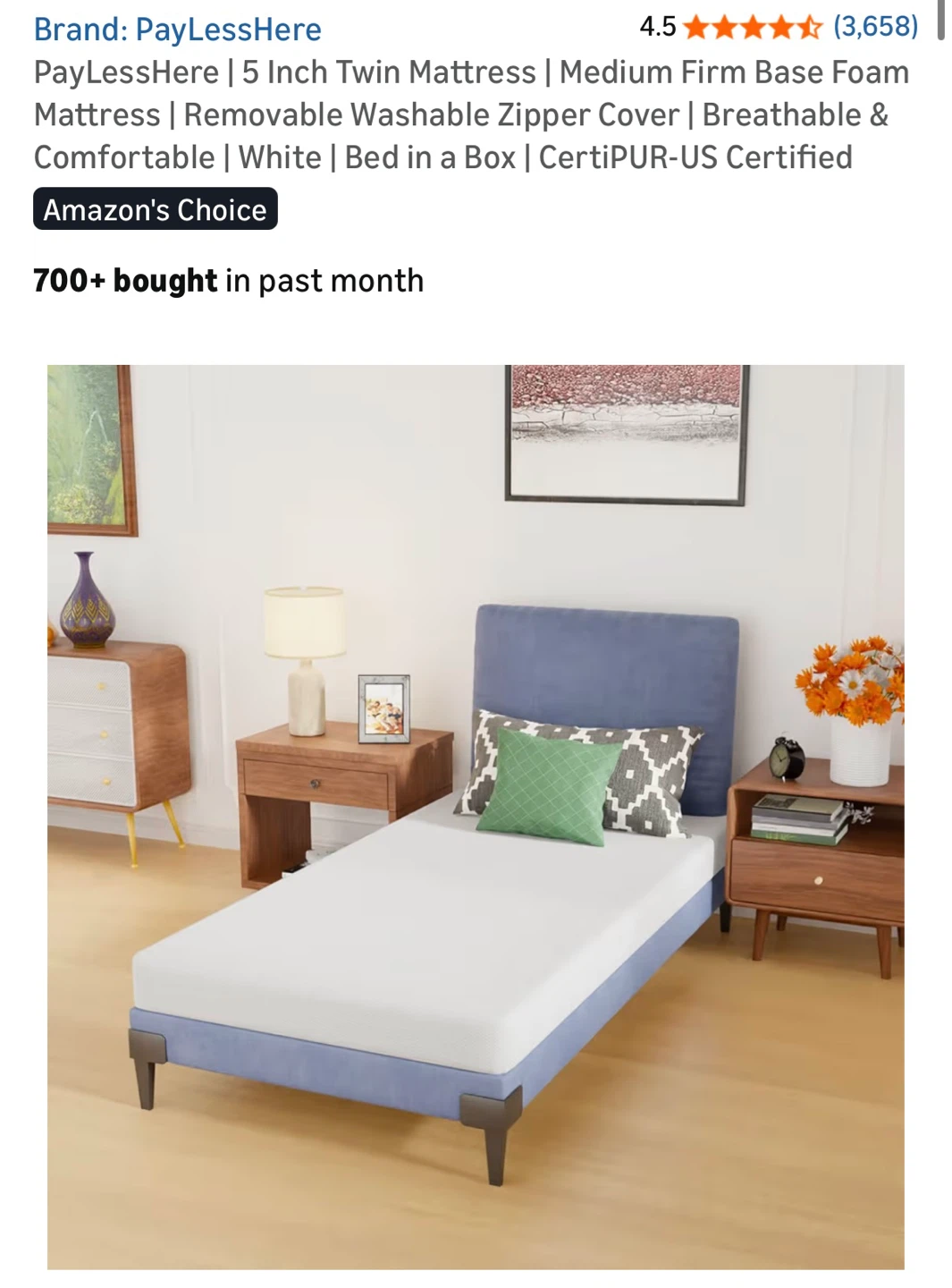 Twin Memory Foam Mattress 5” (Like New) - photo 2