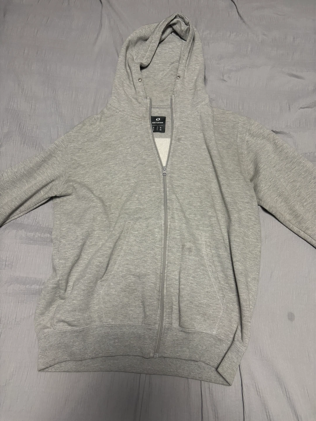 GET OVER Grey Zip-Up Hoodie - Size G