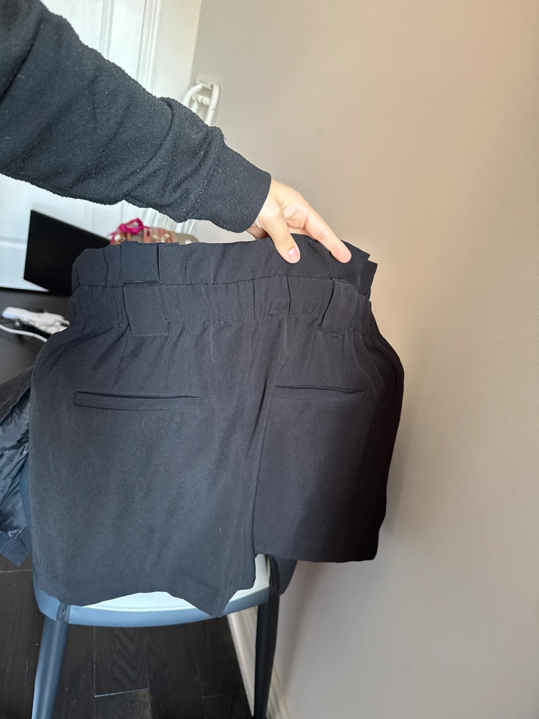 Black Tape Paperbag Waist Shorts - photo 2
