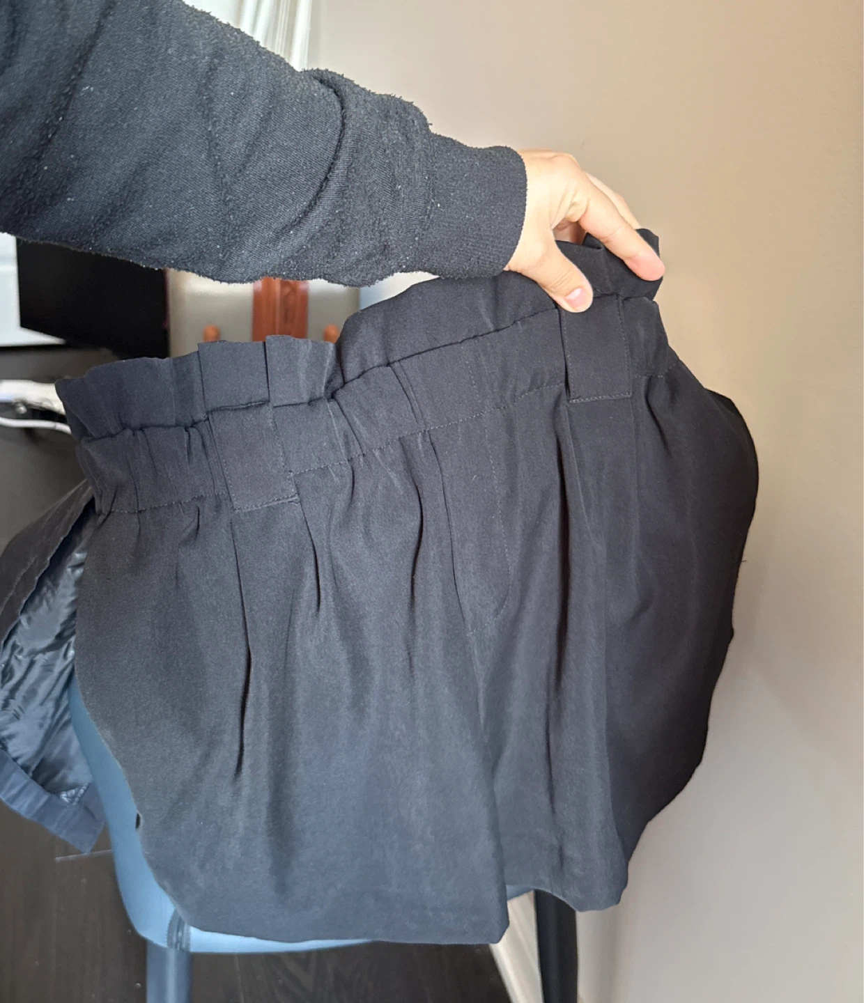 Black Tape Paperbag Waist Shorts