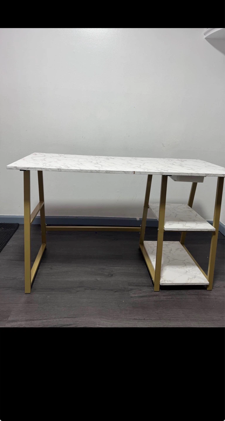 Marble Finish Desk with Gold Legs
