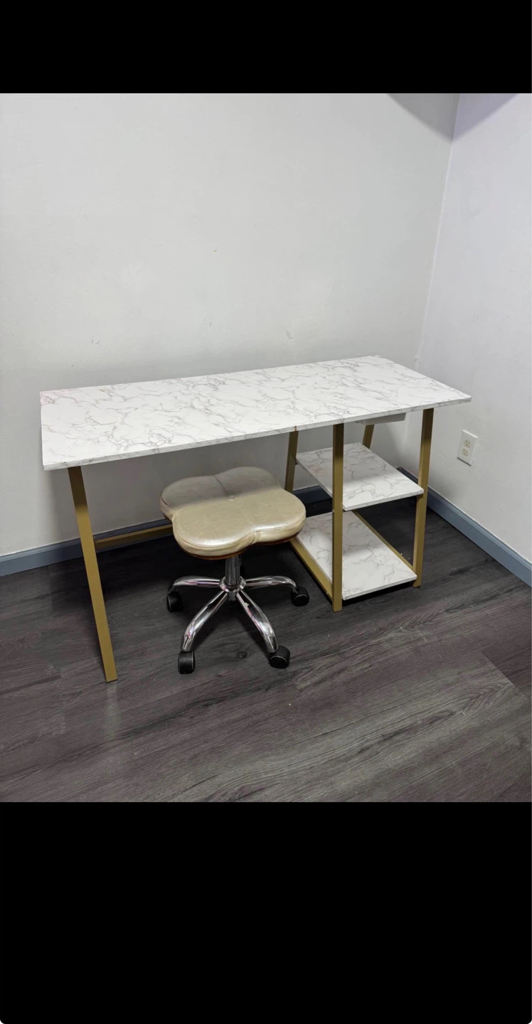 Marble Finish Desk with Gold Legs - photo 2