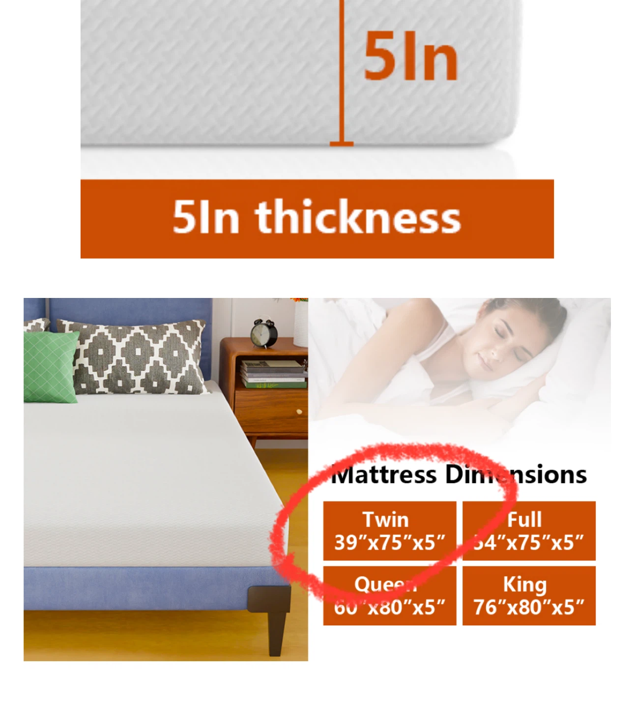 Twin Memory Foam Mattress 5” (Like New) - photo 4