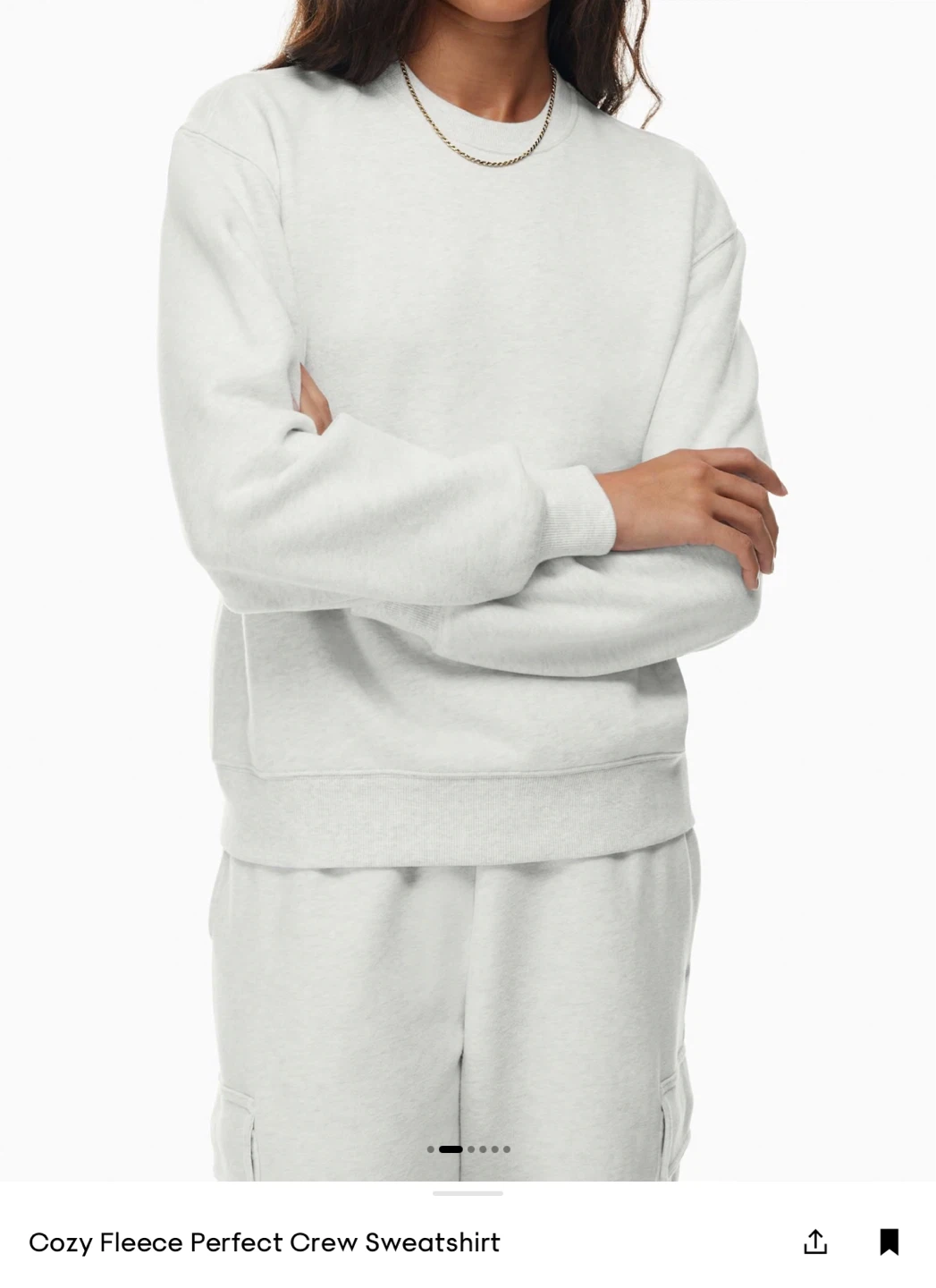 Aritzia TNA Cozy Fleece Perfect Crew Sweatshirt and Short Set - photo 2