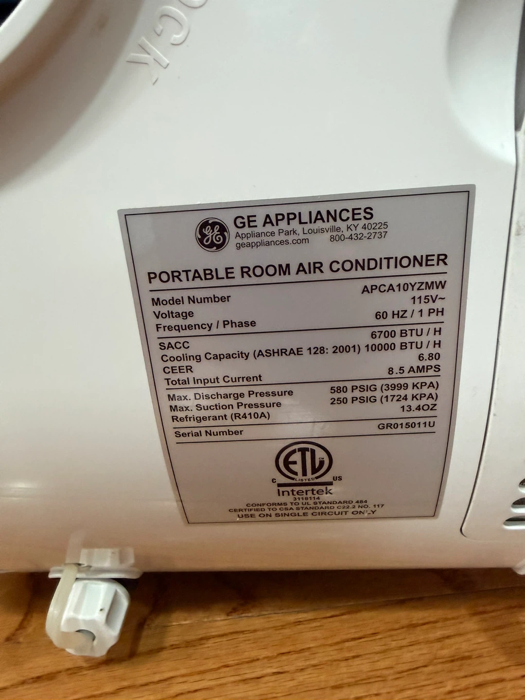 GE 10,000 BTU Portable AC (Fixer-Upper) - Used 1 Season! - photo 4