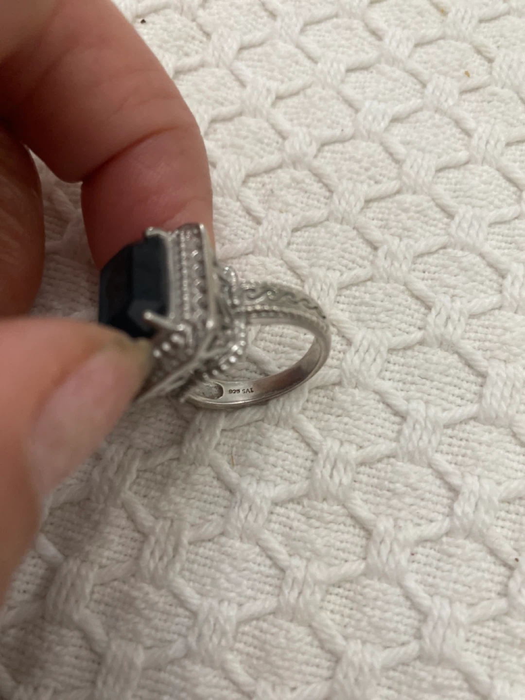 Sterling Silver Blue Gemstone Ring