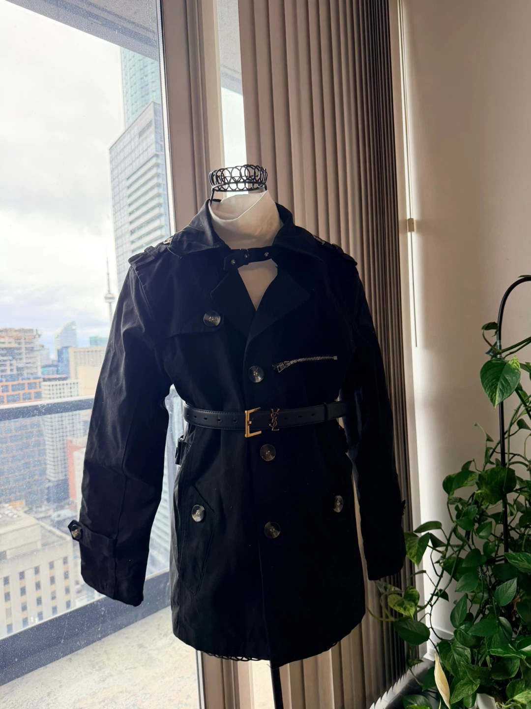 Black Double-Breasted Trench Coat